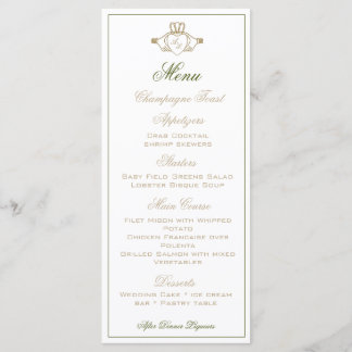 Claddagh-Hochzeitsempfangsmenü Menükarte