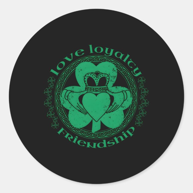 Claddagh Irish Kleeblatt St Patricks Day Runder Aufkleber (Vorderseite)