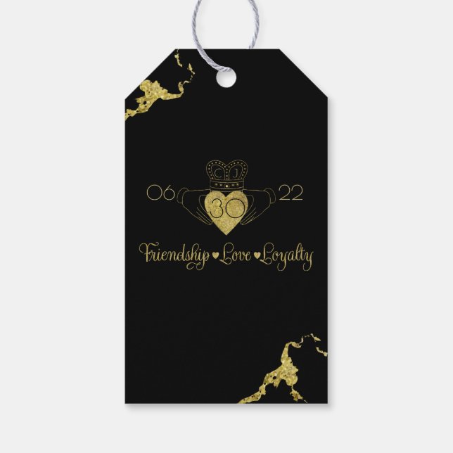 Claddagh Monogram Vielen Dank Tag Geschenkanhänger (Rückseite)