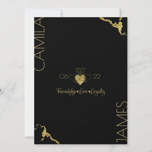 Claddagh-Monogramm-Einladungen Save The Date (Rückseite)