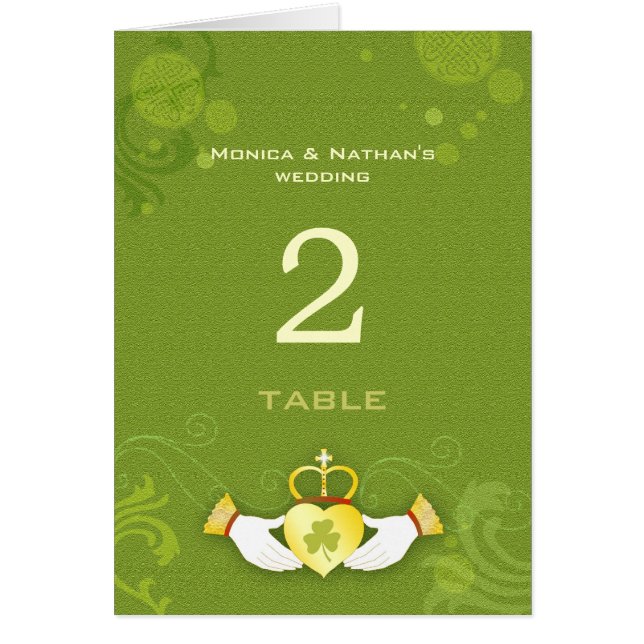 Claddagh Ring Green Irish Wedding Tischnummern (Vorne)