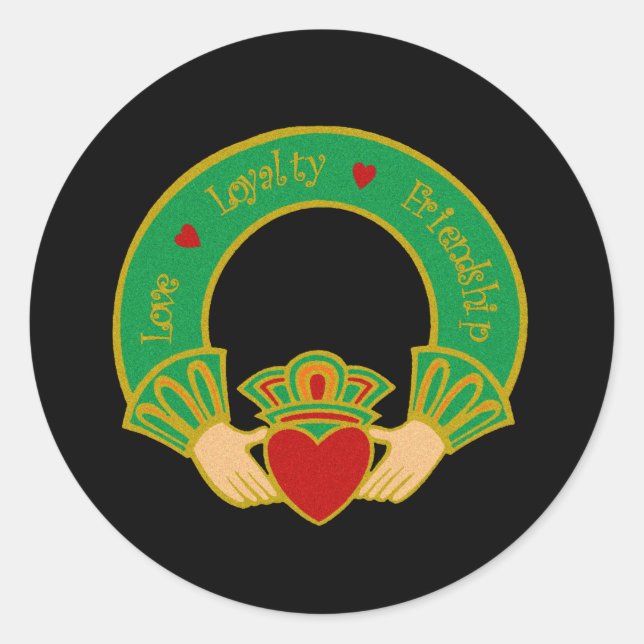 Claddagh Runder Aufkleber (Vorderseite)