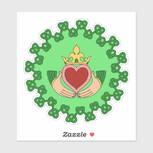 Claddagh und grüne Knüpfarbeit Aufkleber (Blatt)