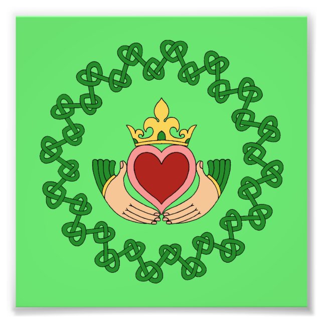 Claddagh und grüne Knüpfarbeit Fotodruck (Vorne)