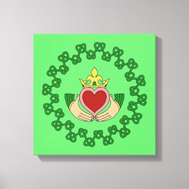 Claddagh und grüne Knüpfarbeit Leinwanddruck (Vorderseite)
