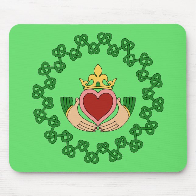 Claddagh und grüne Knüpfarbeit Mousepad (Vorne)