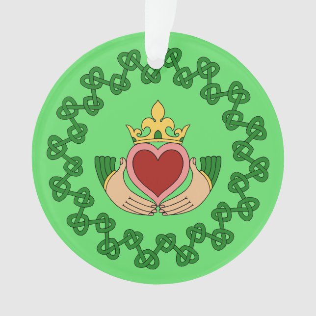 Claddagh und grüne Knüpfarbeit Ornament (Vorderseite)