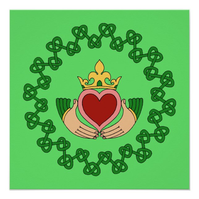 Claddagh und grüne Knüpfarbeit Poster (Vorderseite)