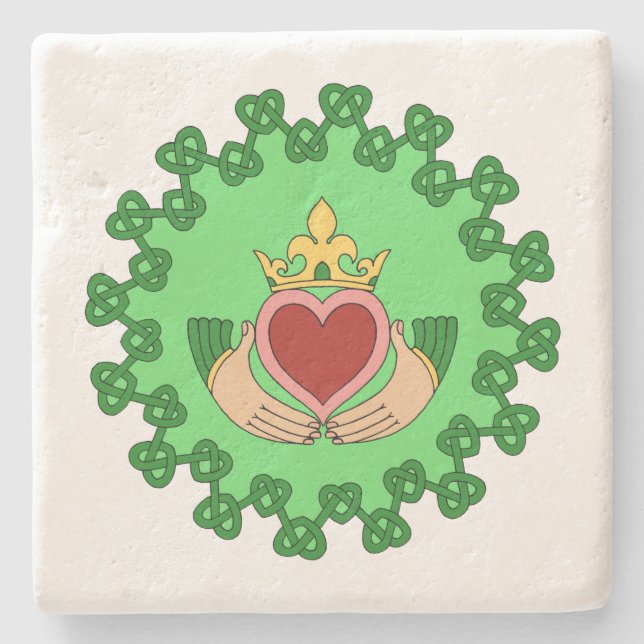 Claddagh und grüne Knüpfarbeit Steinuntersetzer (Vorderseite)