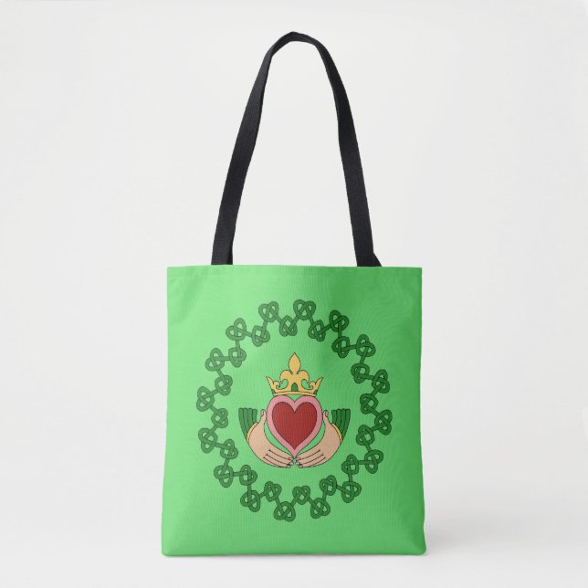 Claddagh und grüne Knüpfarbeit Tasche (Vorderseite)