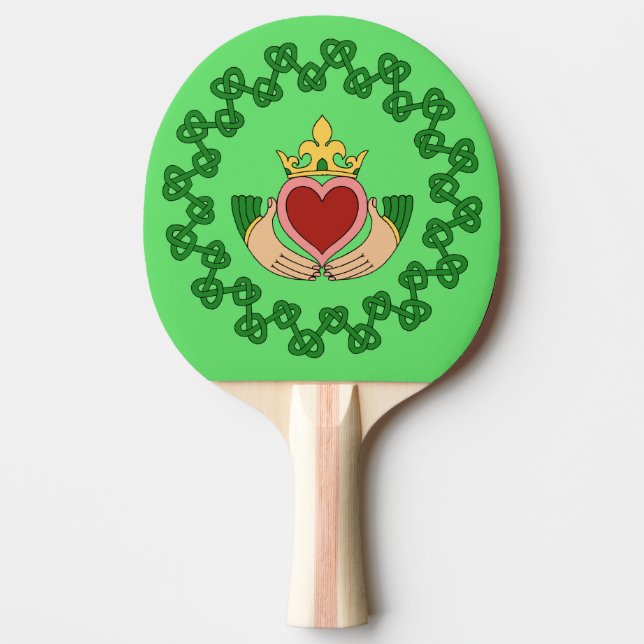 Claddagh und grüne Knüpfarbeit Tischtennis Schläger (Vorderseite)