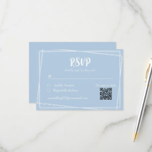 Clair bleu élégant Script QR Wedding Carte RSVP