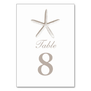 Clair Brown Starfish Beach Noces Numéros de table