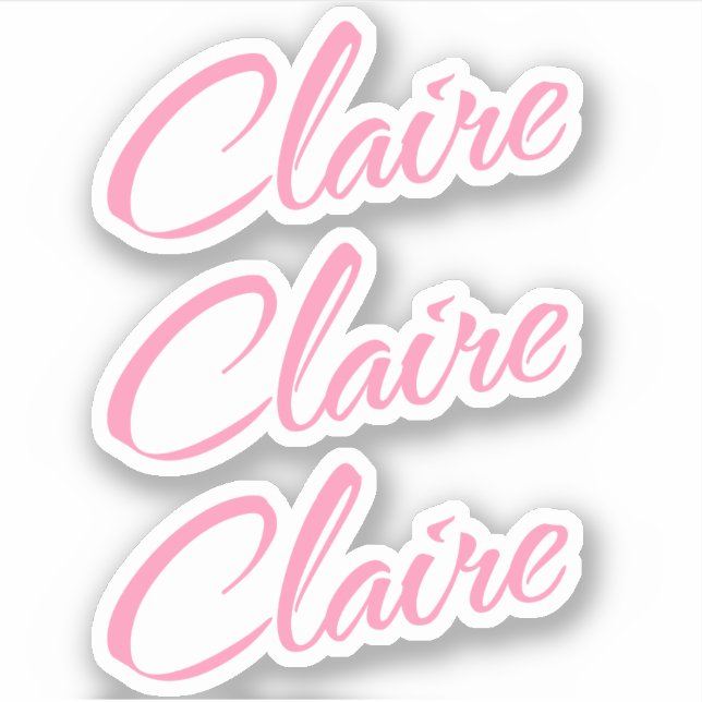 Claire Decorative Name in Pink x3 Aufkleber (Vorderseite)