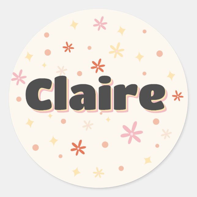 Claire Name niedlich Design Runder Aufkleber (Vorderseite)