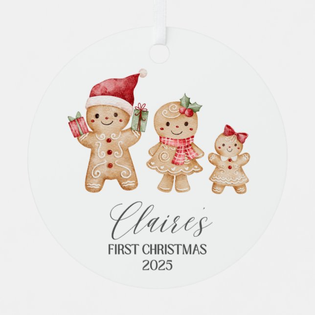 Claire Personalized Baby's First Christmas Ornament Aus Metall (Vorderseite)