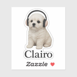 Clairo Puppy with Headphones Aufkleber