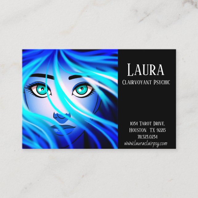 Clairvoyant Psychische Tarot Blue Lady Business Ca Visitenkarte (Vorderseite)