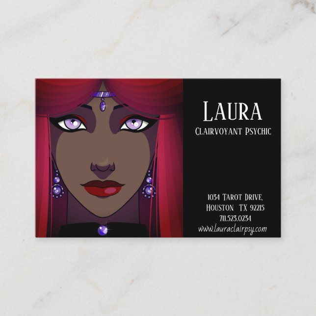 Clairvoyant Psychische Tarot Red Hair Business Car Visitenkarte (Vorderseite)
