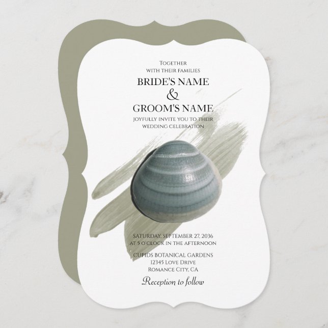 Clam Aquarelle Stroke Wedding Invitations (Devant / Derrière)