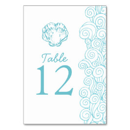 Clam Muschel Wellen Aqua Beach Hochzeit Tischnumme Tischnummer