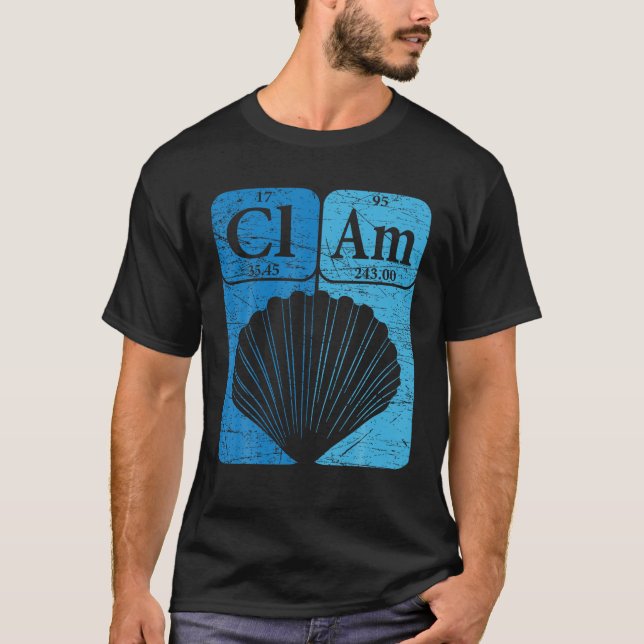 Clam Periodic Table Elements Seafood Shellfish Ret T-Shirt (Vorderseite)