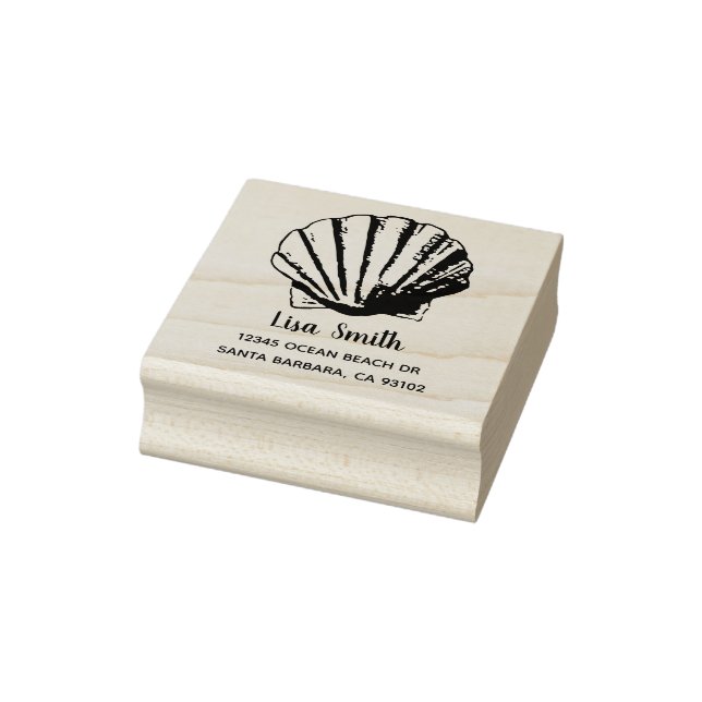 Clam Seashell Individuelle Name Rücksendeadresse Gummistempel (Stempel)