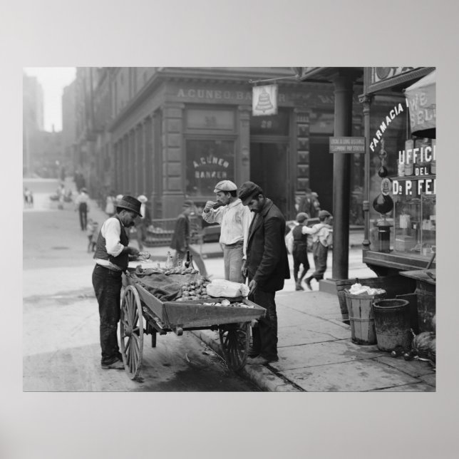Clam Seller auf der Mulberry Street, 1900 Poster (Vorne)