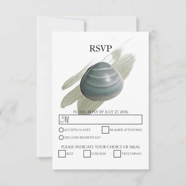 Clam Watercolor Stroke Wedding Cartes RSVP (Devant)