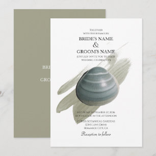 Clam Watercolor Stroke Wedding Einladungen