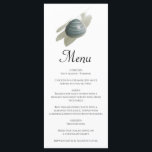 Clam Watercolor Stroke Wedding Menükarte<br><div class="desc">Dieses Stranddesign zeichnet sich durch eine Muschelklemme und einen Aquarellstrich aus. Hochzeitsdesign im Strandthema mit einer Muschel über einem eleganten Aquarellstrich. Die staubigen, blau-erdigen Töne der Muschel verleihen dem Design eine natürliche Ästhetik. Die Hochzeit in Urlaubsort ist perfekt für eine sommerliche oder rustikale Inselhochzeit. Elegantes Hochzeitsmenü mit modernen Elementen. Auch...</div>