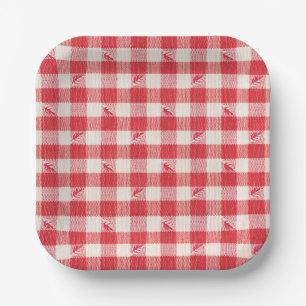 Clambake Casual Seafood Party Gingham Kariert Pappteller