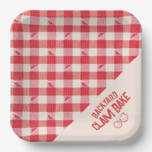 Clambake Casual Seafood Party Gingham Kariert Pappteller