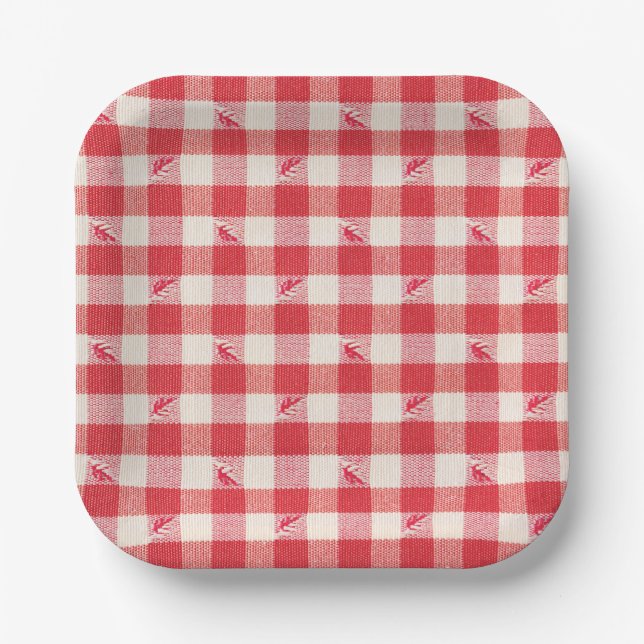 Clambake Lässig Seafood Party Gingham Kariert Pappteller (Vorderseite)
