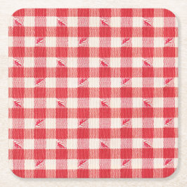 Clambake Lässig Seafood Party Gingham Kariert Rechteckiger Pappuntersetzer