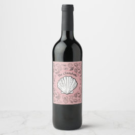 Clambake Pink Sparkling Wine Seashells Pattern Par Weinetikett