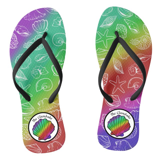 Clambake Rainbow Clam Shellfish Muster Flip Flops (Fußbett)