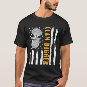 Clamming Patriotic American Flag Clam Digging Clam T-Shirt