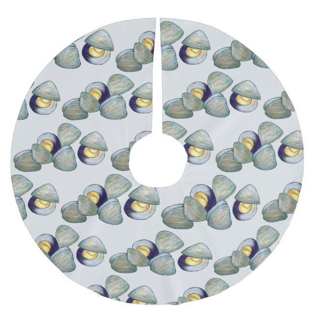 Clams Seafood Clambake Beach Ocean Clam Gravur Polyester Weihnachtsbaumdecke (Vorderseite)