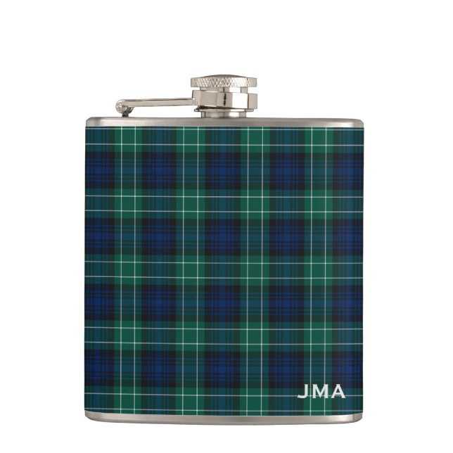 Clan Abercrombie Tartan Mit Monogramm Flachmann (Vorderseite)