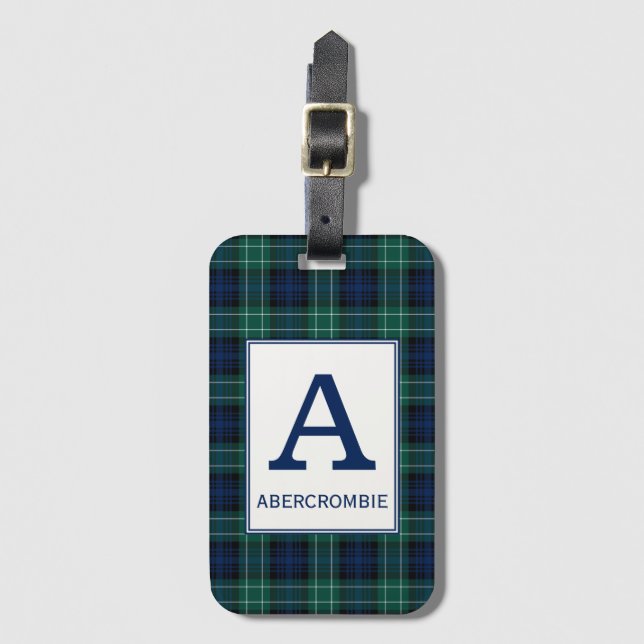 Clan Abercrombie Tartan Mit Monogramm Gepäckanhänger (Vorderseite Vertikal)