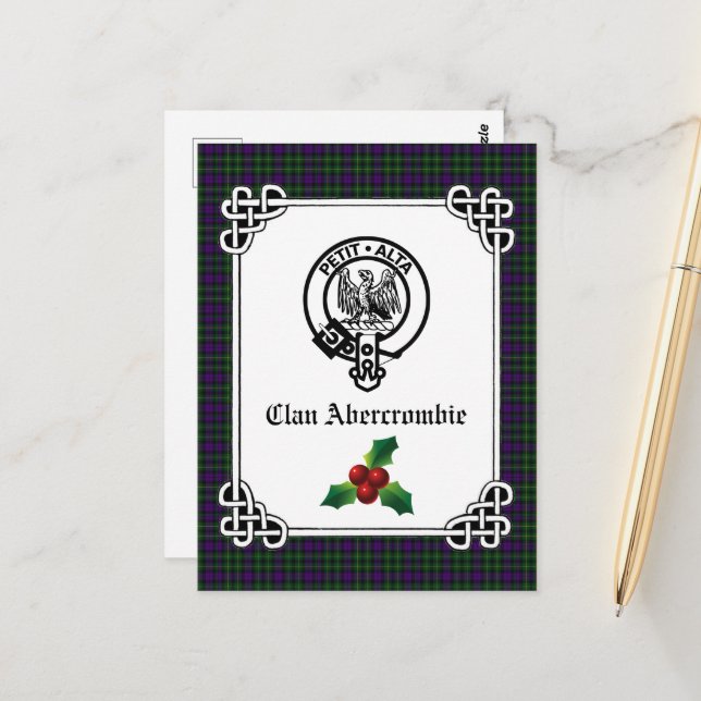 Clan Abercrombie Wappen Abzeichen & Tartan Postkarte (Vorderseite/Rückseite Beispiel)