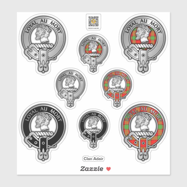 Clan Adair Crest & Tartan Sticker (Feuille)