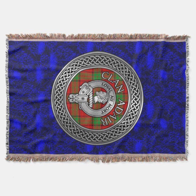 Clan Adair Wappen & Tartan Knot Decke (Vorderseite)