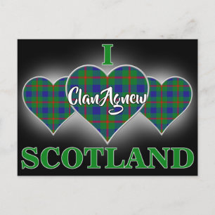 Clan Agnew I Liebe Scotland Tartan Herz Postkarte