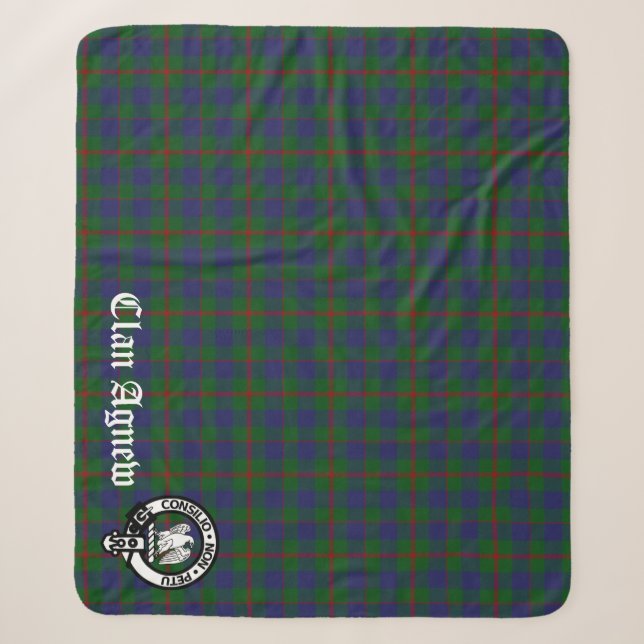 Clan Agnew Tartan und Wappen Abzeichen Sherpadecke (Vorderseite)