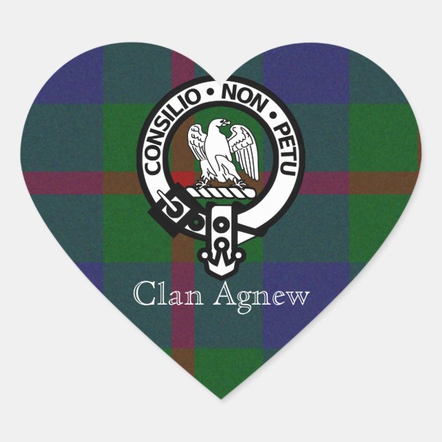 Clan Agnew Tartan Wappen Herz-Aufkleber (Vorderseite)