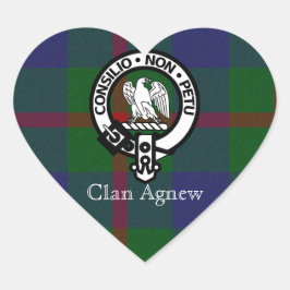 Clan Agnew Tartan Wappen Herz-Aufkleber