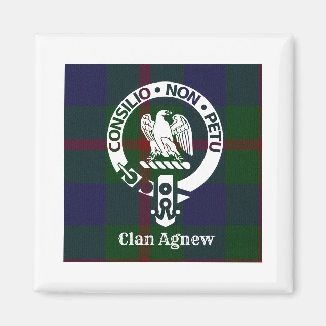 Clan Agnew Wappen Abzeichen und Tartan Magnet (Vorne)