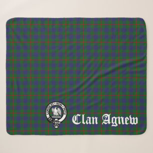 Clan Agnew Wappen Abzeichen und Tartan Sherpadecke